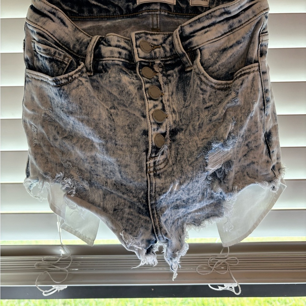 KanCan Distressed Jean Shorts - Black and White